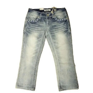 Grace in LA CHARME Capri Jean Low Rise thick thread Embroidered size 26 NWT